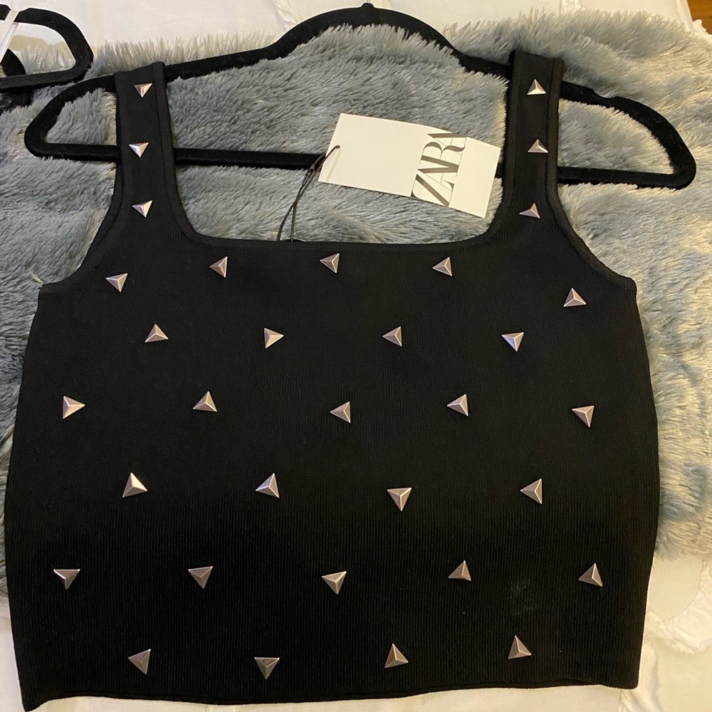 Zara Black Studded Tank